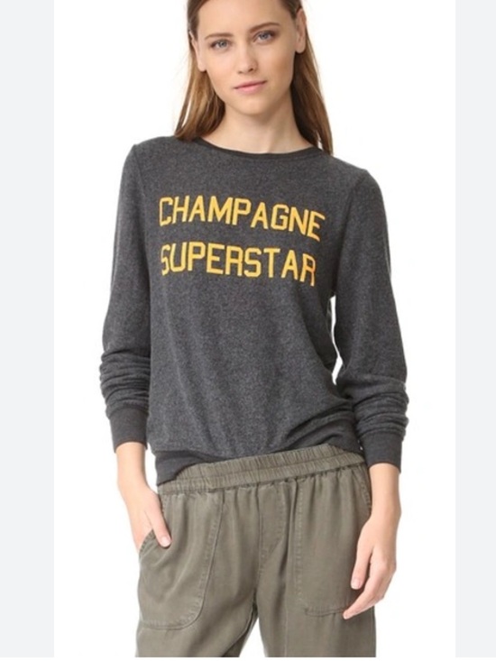 Wildfox Tops - Wildfox Champagne Superstar Sweatshirt in Charcoal Gray
